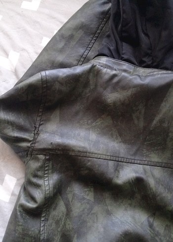 Fermuarlı haki Deri Erkek Çocuk Ceketi - Görsel 6