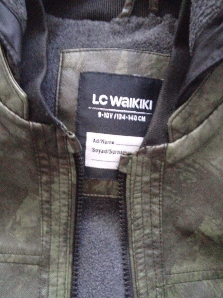 Fermuarlı haki Deri Erkek Çocuk Ceketi - Görsel 2