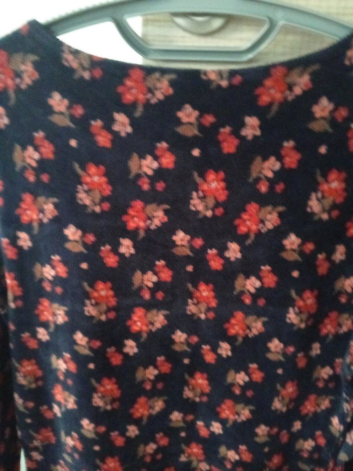 Bordo Çiçek Desenli Uzun Kollu Midi Elbise - Görsel 2