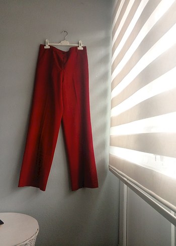 Düğmeli bordo Kumaş Pantolon - Görsel 3