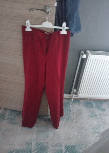 Düğmeli bordo Kumaş Pantolon - Görsel 4