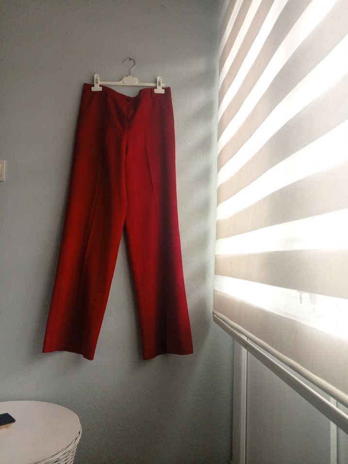 Düğmeli bordo Kumaş Pantolon - Görsel 3