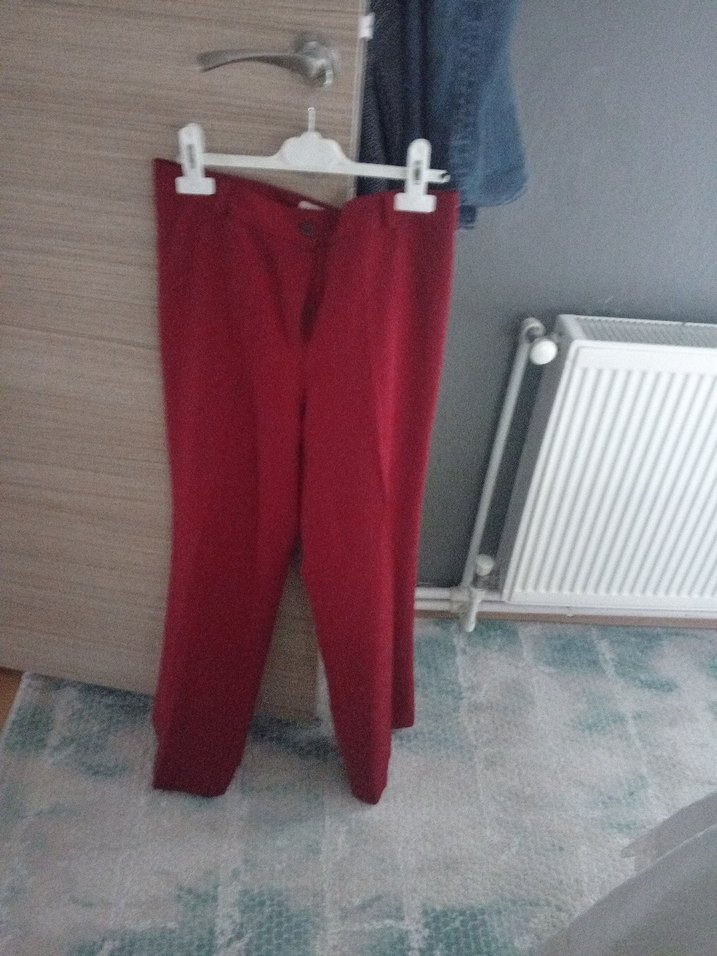 Düğmeli bordo Kumaş Pantolon - Görsel 4