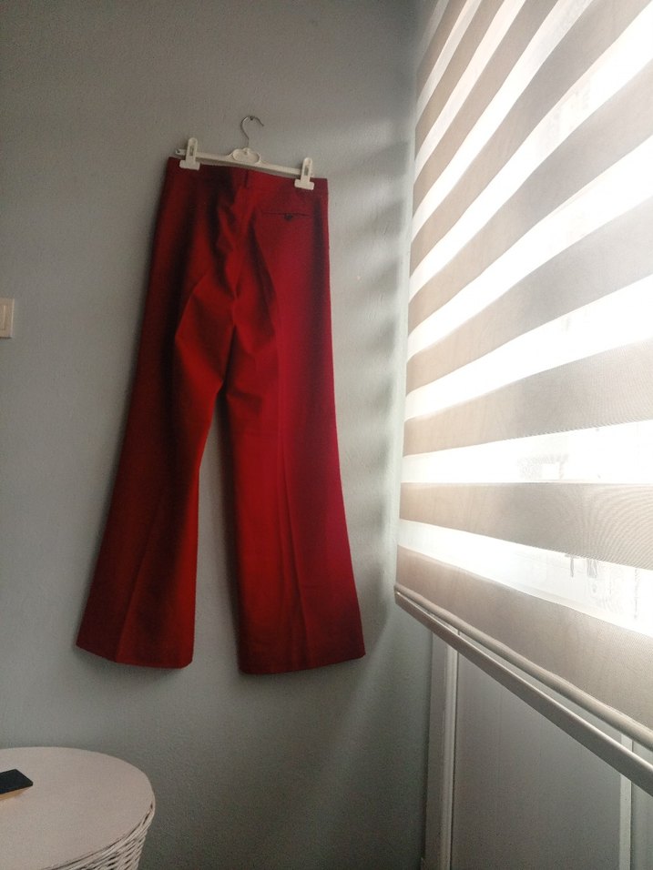 Düğmeli bordo Kumaş Pantolon - Görsel 2