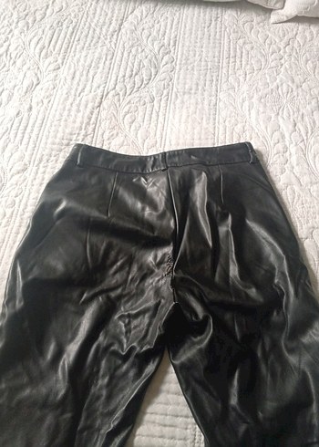 Kadın Siyah Deri Midi Pantolon - Görsel 7