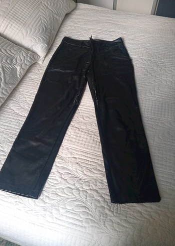 Kadın Siyah Deri Midi Pantolon - Görsel 6