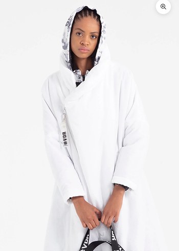 Kadın Uzun Beyaz puf kaban - Görsel 4