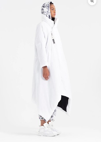 Kadın Uzun Beyaz puf kaban - Görsel 3