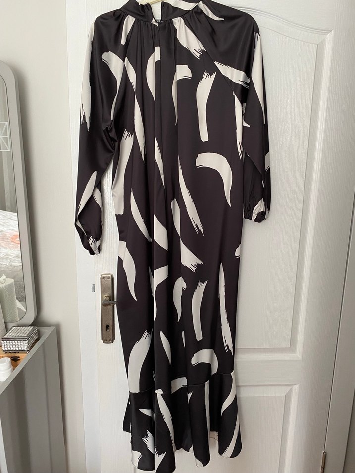 Kadın Siyah Uzun Drapeli Elbise - Görsel 2