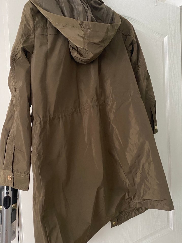 Kahverengi Deri Midi Yağmurluk, Kemerli - Görsel 2