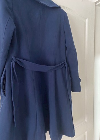 Düğmeli Lacivert Kaşe Kadın Kaban - Görsel 2