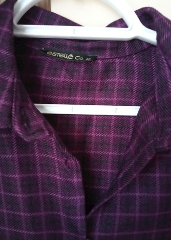 Uzun Mor Kadın Elbise Düğmeli ve Uzun Kollu - Görsel 4