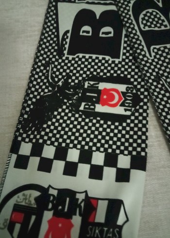 Uzun Siyah Gri Desenli Erkek Atkı - Görsel 2