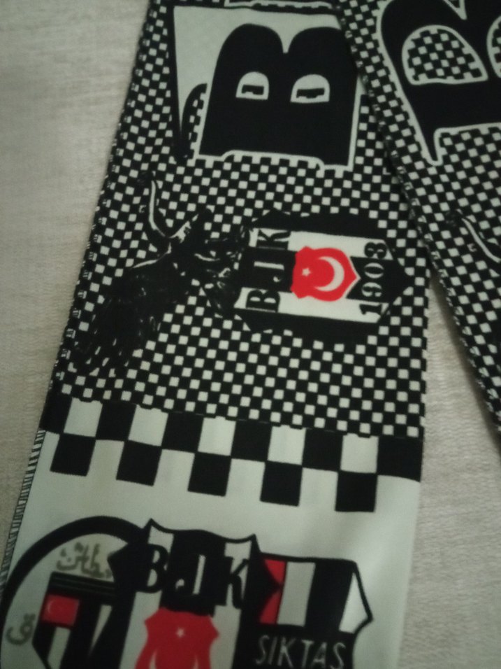 Uzun Siyah Gri Desenli Erkek Atkı - Görsel 2