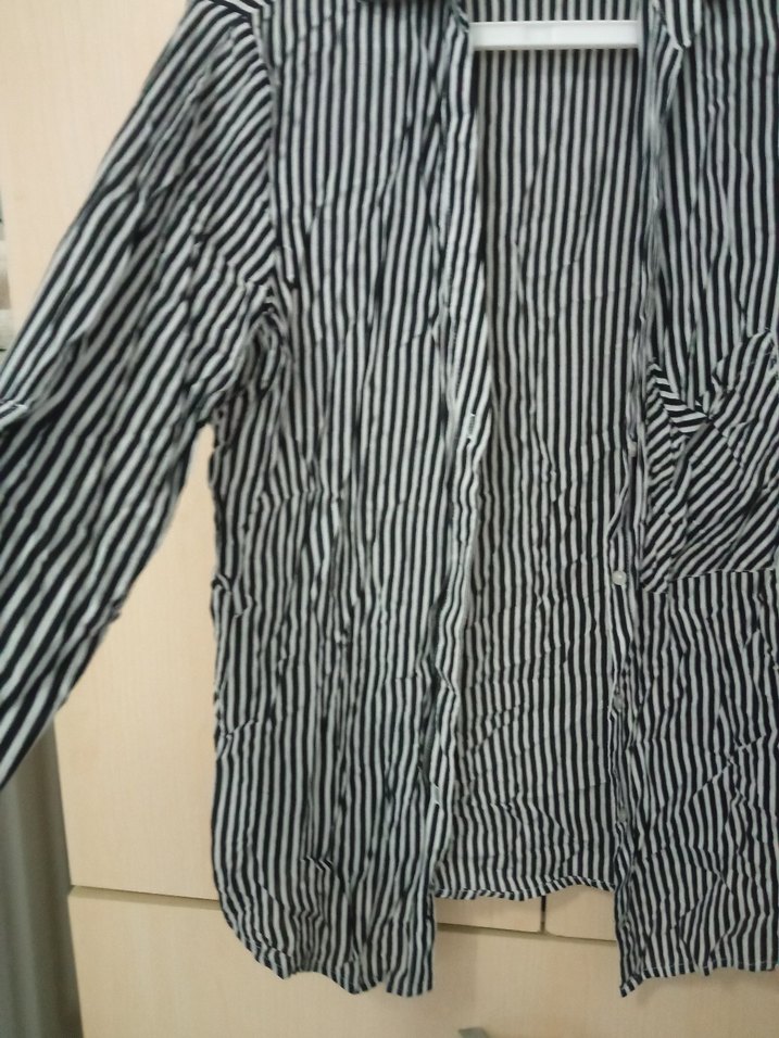 Gri Zebra Desenli Uzun Kollu Kadın Gömlek - Görsel 4