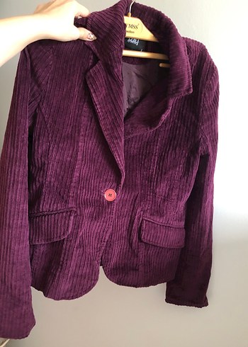 m Beden mor Renk Düğmeli Mor Kadın Süet Blazer Ceket