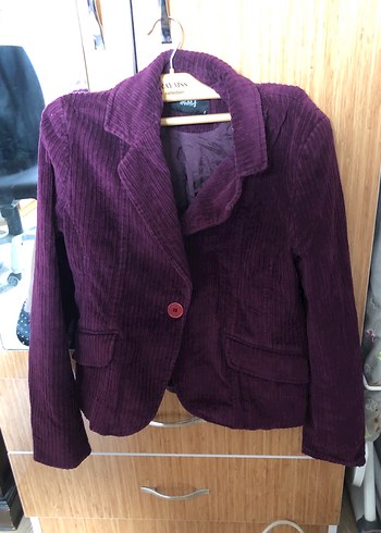 Düğmeli Mor Kadın Süet Blazer Ceket