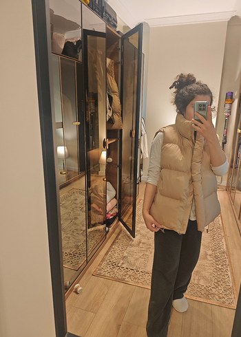 Bej Kadın Puff Yelek - Görsel 4