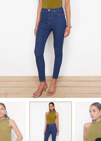 Haki Renk boyundan ipli bağlama detaylı bluz milla - Görsel 5