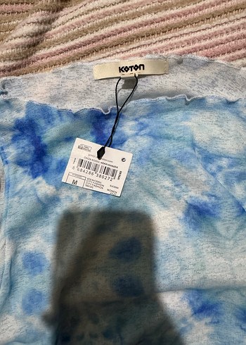 Mavi beyaz Bağlama Desenli Straplez Kadın bluz - Görsel 2