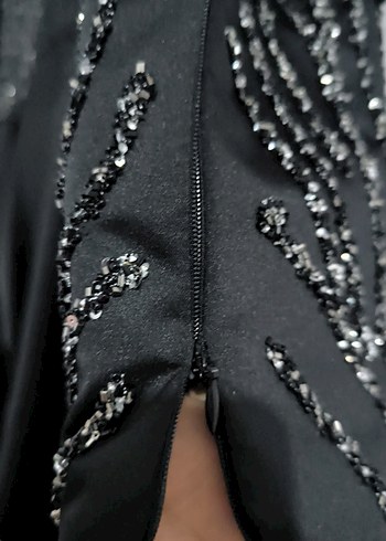 Uzun Siyah Kadın Abiye Elbise - Görsel 5