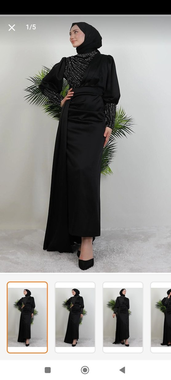 Uzun Siyah Kadın Abiye Elbise - Görsel 3