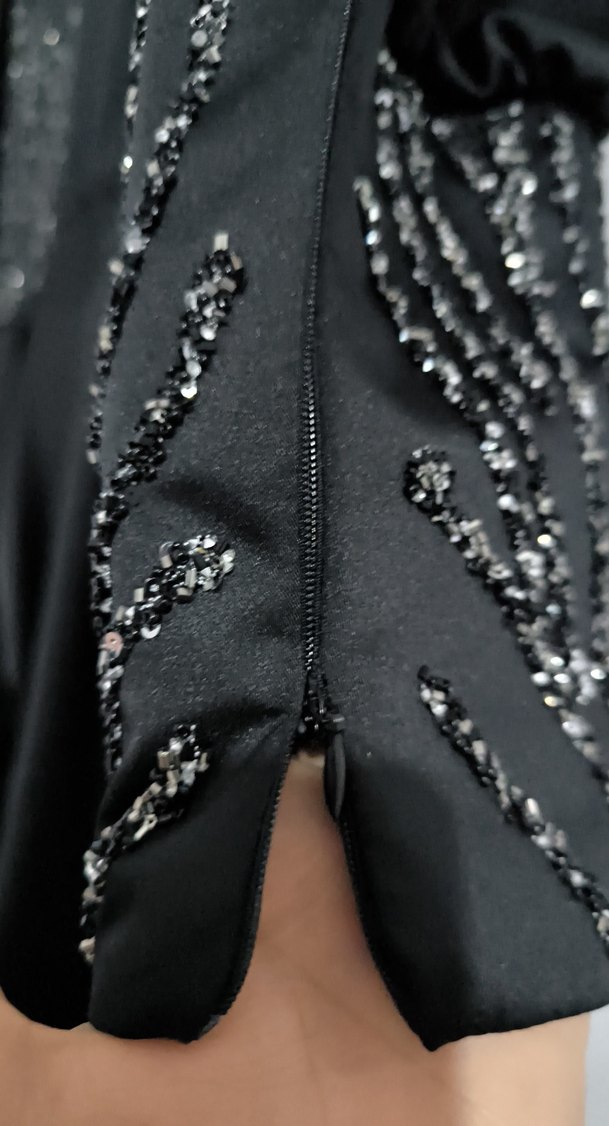 Uzun Siyah Kadın Abiye Elbise - Görsel 5