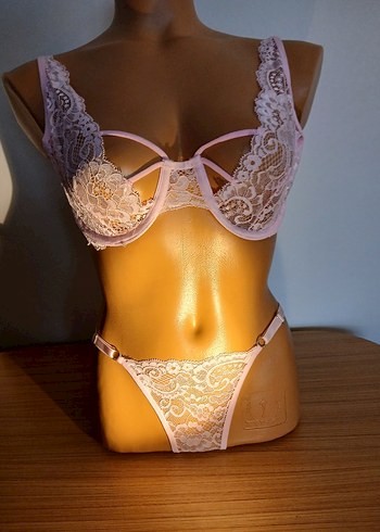 Pembe Dantel Bohem Büstiyer Sütyen takımı - Görsel 7