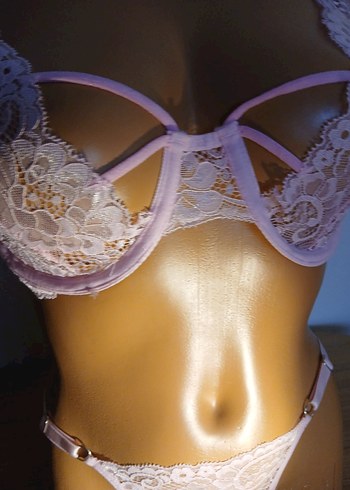 Pembe Dantel Bohem Büstiyer Sütyen takımı - Görsel 3