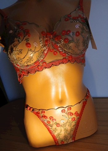 Kırmızı Nakışlı Bohem Sütyen ve Külot Takımı - Görsel 7