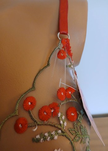 Kırmızı Nakışlı Bohem Sütyen ve Külot Takımı - Görsel 5