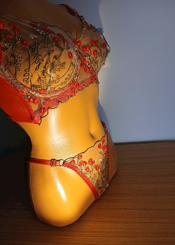 Kırmızı Nakışlı Bohem Sütyen ve Külot Takımı - Görsel 12