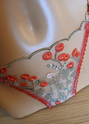 Kırmızı Nakışlı Bohem Sütyen ve Külot Takımı - Görsel 4