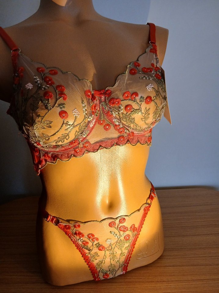 Kırmızı Nakışlı Bohem Sütyen ve Külot Takımı - Görsel 2