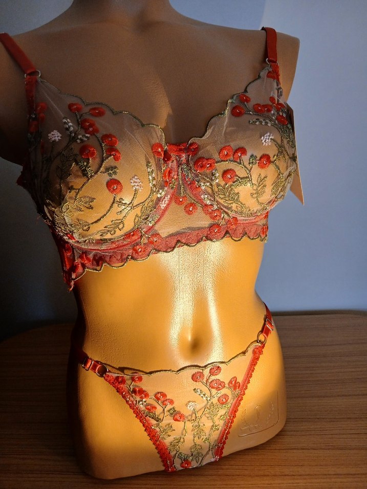 Kırmızı Nakışlı Bohem Sütyen ve Külot Takımı - Görsel 3