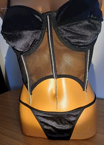 Siyah Gotik Mini Sütyen Takımı - Görsel 2