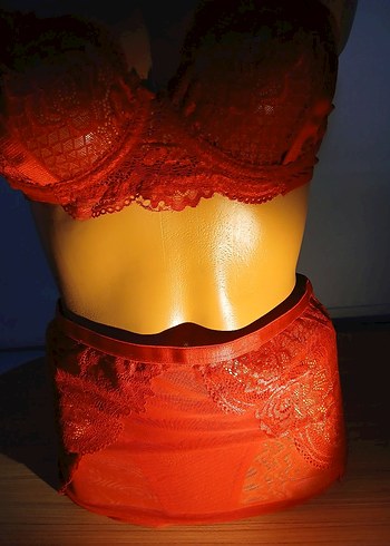 Kırmızı Dantelli Mini Bohem Sütyen, iç etek Takımı - Görsel 17