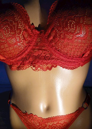 Kırmızı Dantelli Mini Bohem Sütyen, iç etek Takımı - Görsel 15