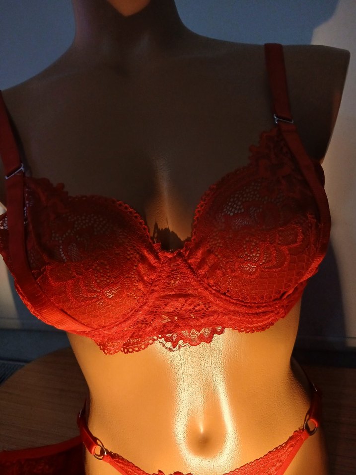 Kırmızı Dantelli Mini Bohem Sütyen, iç etek Takımı - Görsel 4