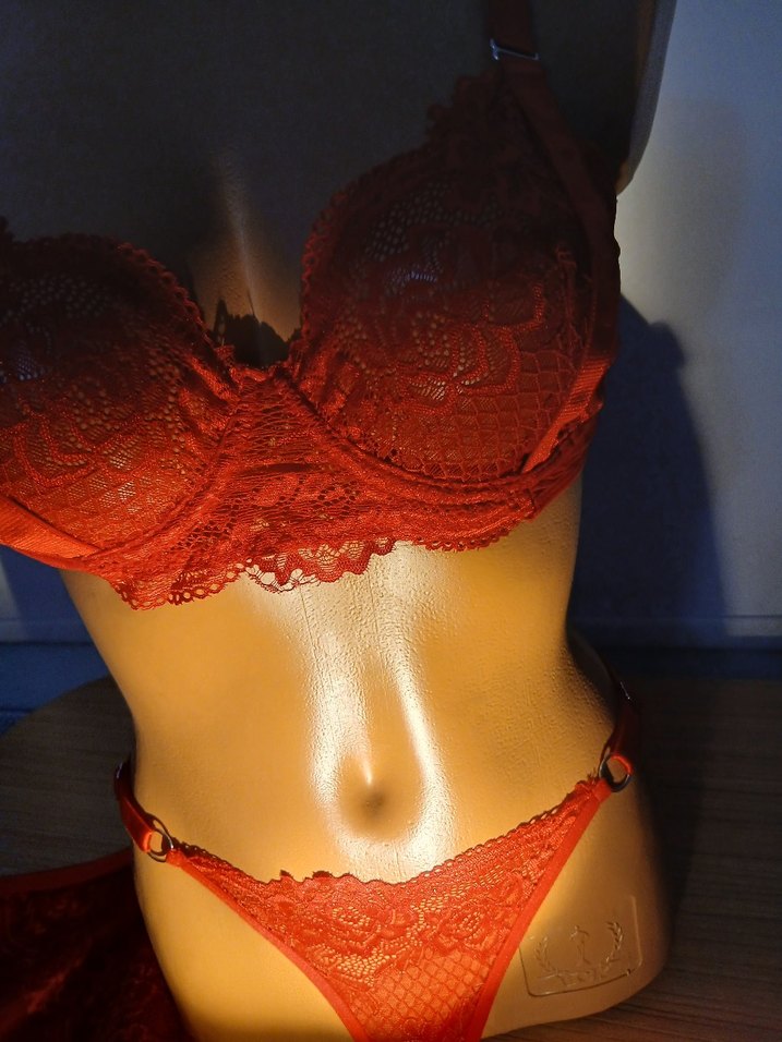 Kırmızı Dantelli Mini Bohem Sütyen, iç etek Takımı - Görsel 3