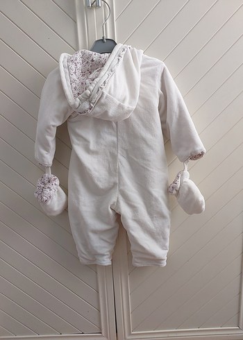 Kız Bebek Nakışlı Beyaz Astronot Tulumu - Görsel 4