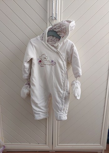 Kız Bebek Nakışlı Beyaz Astronot Tulumu - Görsel 2