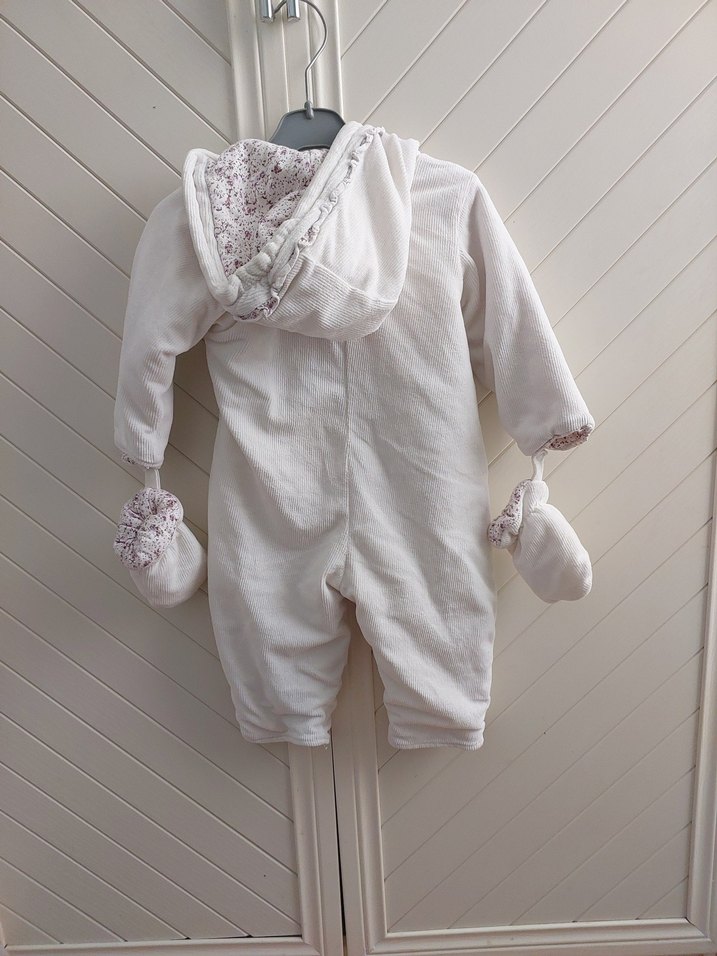 Kız Bebek Nakışlı Beyaz Astronot Tulumu - Görsel 4