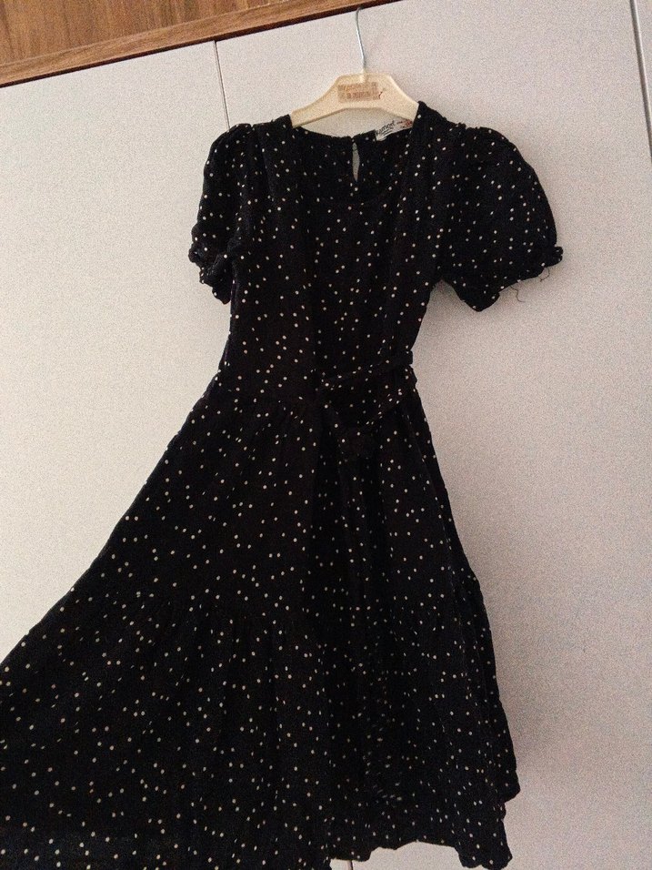 kız çocuk puantiyeli yazlık şık elbise - Görsel 4