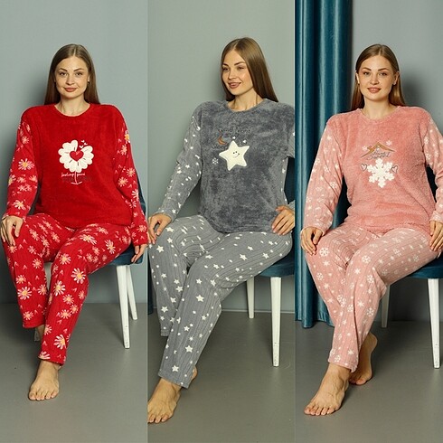 Kadın Büyük Beden Kışlık Polar Pijama