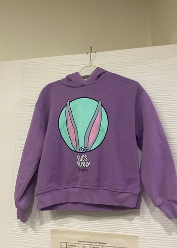 Kız Çocuk Mor Kapüşonlu Sweatshirt