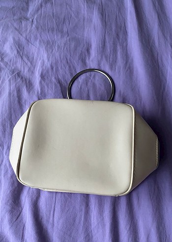 Beyaz Minimalist Deri Kadın Çanta - Görsel 3