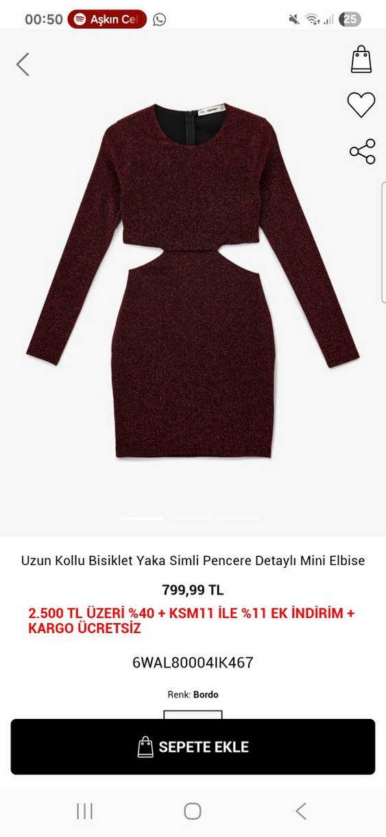 Bordo Parlak Mini Abiye Elbise - Görsel 2