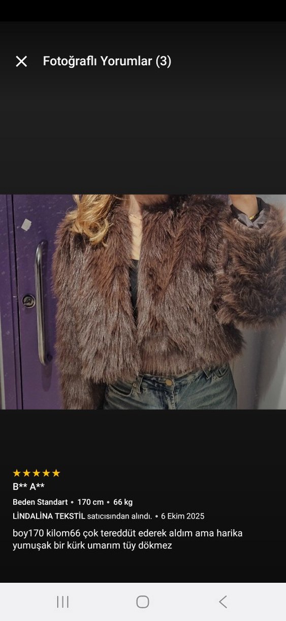 Kahverengi Tüylü Street Wear Kadın Deri Ceket - Görsel 3