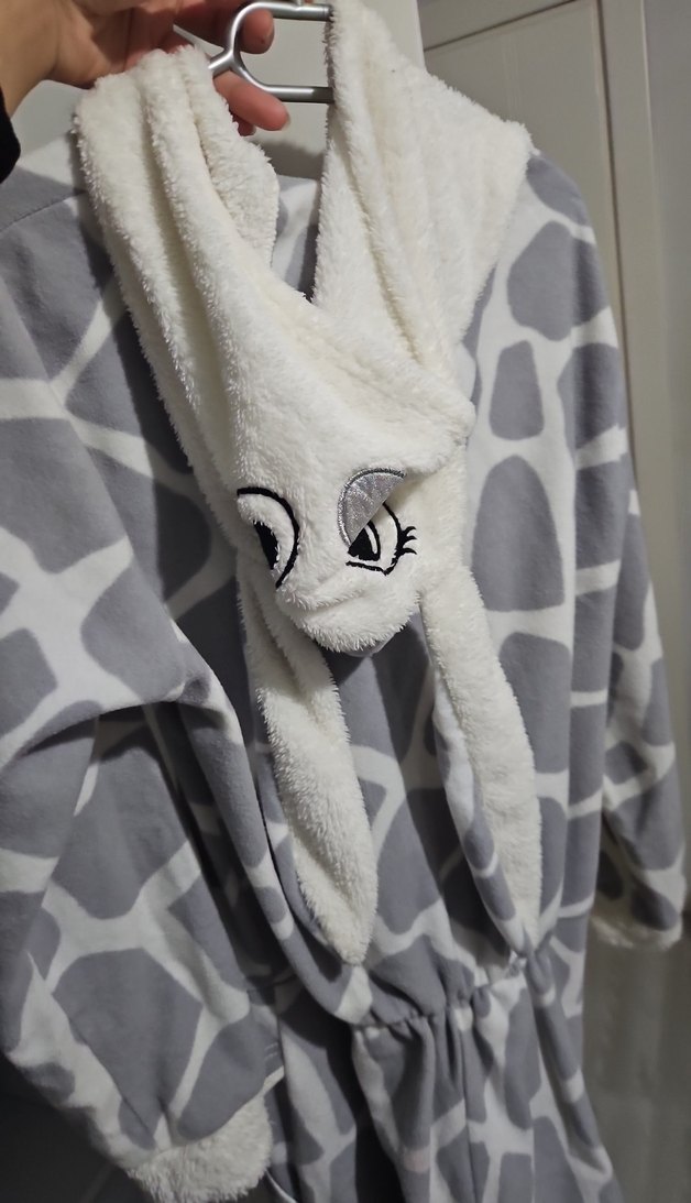 Gri Zebra Desenli kadın Pijama Tulum - Görsel 5